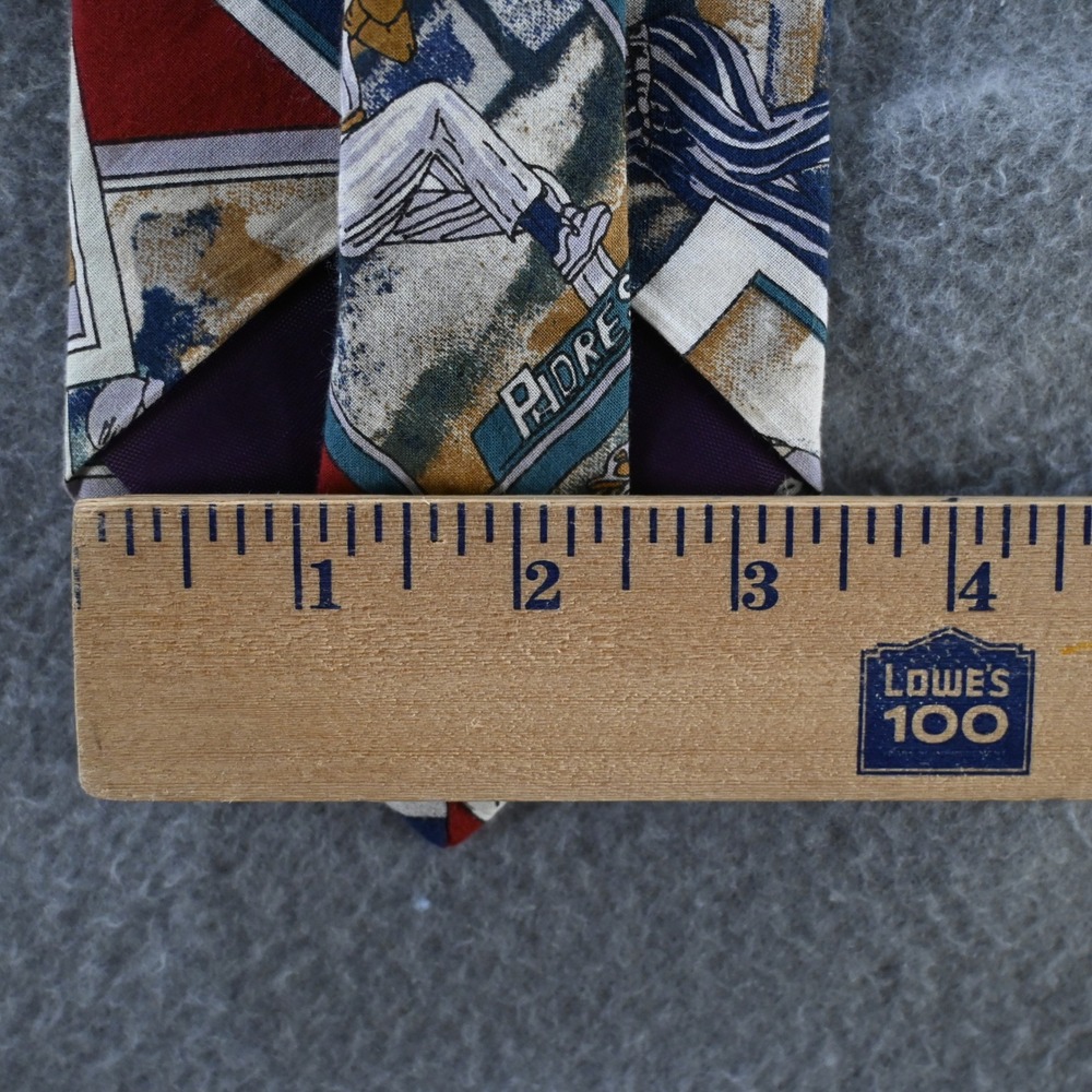 Lands End Mens Vintage Baseball Card Collage Necktie OS Multicolor Cotton - Picture 7 of 8